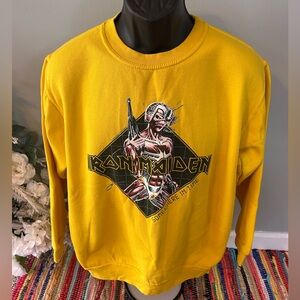 Iron Maiden Somewhere in Time 1986 Sweatshirt Crewneck Band Tee Yellow Medium
